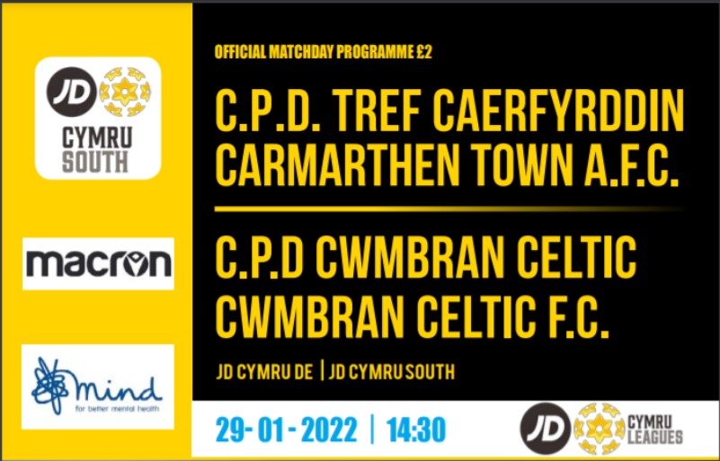 Carmarthen Town AFC, Carmarthen Town AFC vs Cwmbran Celtic 29/01/22